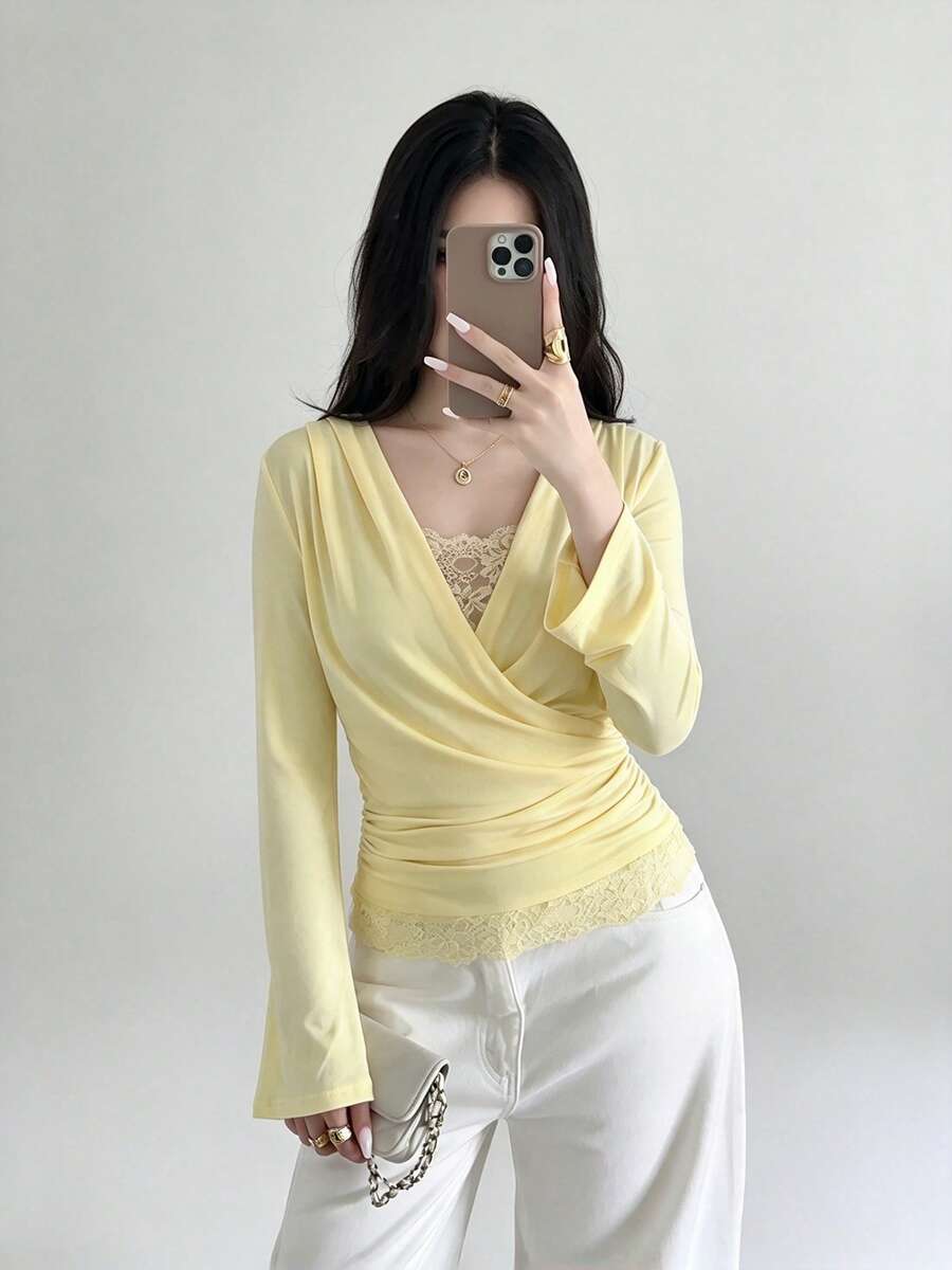Women T-Shirts - Light Yellow - View 1