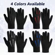 Men's Winter Touchscreen Gloves, Non-Slip Reflective Warm Brushed Lining Full Finger Sports Gloves With Grip Palm And Elastic Cuff, Suitable For Cold Weather Running, Jogging, Walking, Commuting, Daily Wear, Gift - Multicolor - View 9