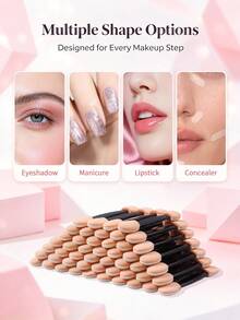 51Pcs Eyeshadow Sponge Applicators,Inclusion 1Makeup Puff +50Eyeshadow Sticks, Portable Cosmetic Tool For Eye & Face Makeup - Black - View 6