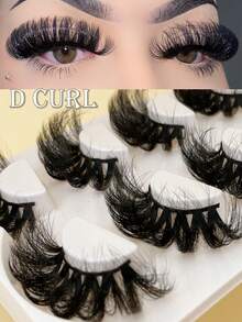 4 Pairs Extra Long Fluffy Mink Fur False Eyelashes, 25mm Maximum Volume Thin Crossed Style, Super Soft Dramatic Full Strip Lashes, Create Big Eye Makeup, Suitable For Halloween - Fluffy Lashes - View 1