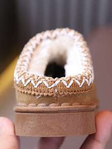 1 Pair Children's Winter Thermal Lined Warm Fashion Slippers, Comfortable To Wear. - Brown - View 9