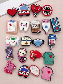 Random 10PCS Medical Theme Sweet Cartoon PVC Shoe Charms DIY Accessories Funny Pattern Clogs Shoe Decoration Buckles Detachable Shoe Buttons Decor - Multicolor - View 3