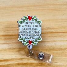 Retractable D-Shaped Badge Reel With Funny Quote Design, Nurse Hospital ID Badge Clip Office Lanyard, 1pc - A - View 1