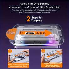 1pc Full Coverage HD Screen Protector With One-Click Installation Box Compatible With Duo/Phone 18 Pro Max/Phone 18 Pro/17 Pro Max/17 Pro/16/16 Plus/15 Pro/15/14/13/12/11/XR/XS Max | Ultra HD 9H Tempered Glass | Dynamic Island Compatible | Anti-Scratch Anti-Fingerprint | Compatible With Phone Cases - Clear - View 4