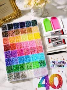 Multi-Color 3mm Resin Rhinestone Set With Precision Tweezers And Craft Glue, Fashion Decoration Suitable For DIY Clothing Accessories, Cups, Fabric Decor - Sets - View 1