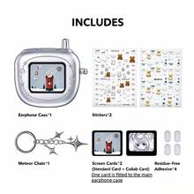 Apple Earphone Case Y2K Retro Flip Phone Style Earphone Box AB Side Glitter Card Compatible With Multiple Apple Models Christmas Mailbox Customized Design Card Replaceable Earphone Protective Cover With Star Keychain Gift Box Packaging Christmas Gift With DIY Stickers - View 11