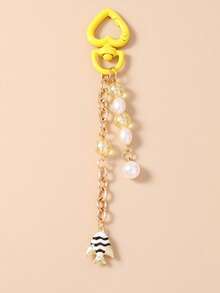 1pc Fashionable Cartoon Animal Keychain, Beaded Goldfish Keyring, Girls Bag Charm - Multicolor - View 7