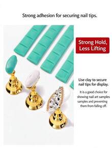 96pcs Detachable Adhesive Clay, Sticky Putty For Nail Tip Display And Nail Art Practice, White, Pink, Green 3 Colors Available - Multicolor - View 5