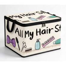 1PC Hair Accessory Print Storage Box With Zipper And Handles, Multi-Purpose Organizer Case For Hair Tools And Sundries, Home Organizer, Bedroom Decor, Room Decor - Multicolor - View 7