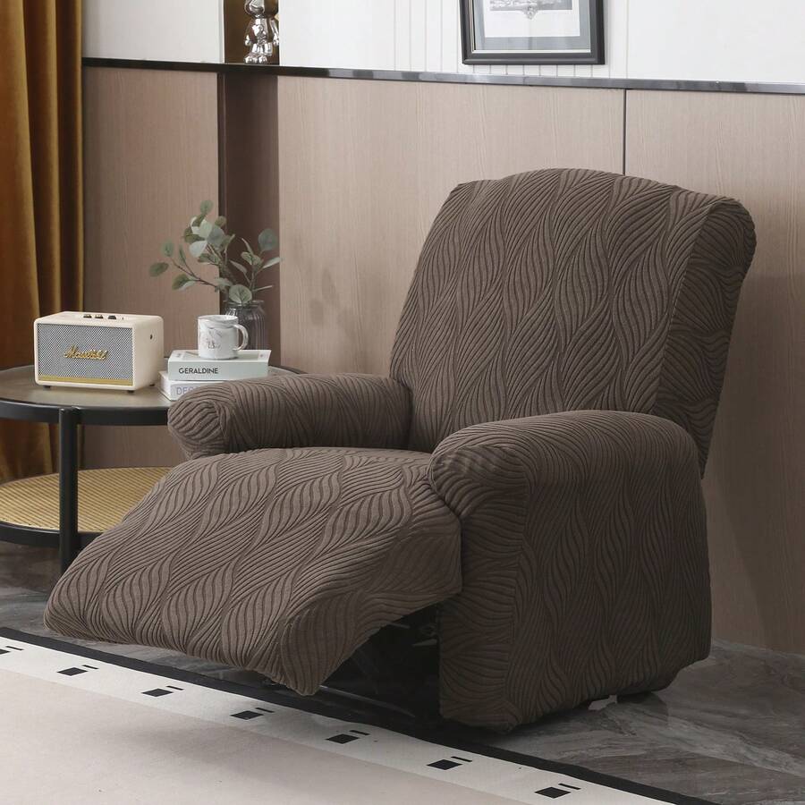4/6/8pcs Printed Casual Recliner Chair Cover - Suitable For All Seasons. Office, Living Room, Home Decoration Chair Cover. Washable Sofa Cover - Coffee Brown - View 1