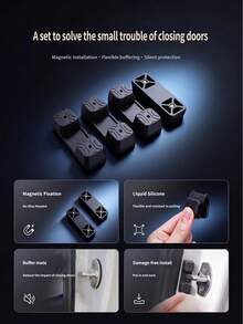 [4 Pcs Set]Magnetic Car Door Latch Protector Cover, Shock Absorption Buffer Pad, Anti-Collision Door Lock Buckle Sleeve, Reduce Closing Noise Auto Accessories - Door Lock Shock Absorber Pad - View 8