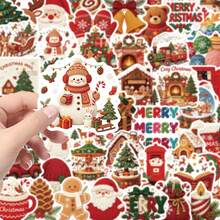50pcs Cute Knitted Christmas Cartoon Stickers Santa Reindeer Snowman Decal For Party Notebook Suitcase DIY Decoration - Multicolor - View 6