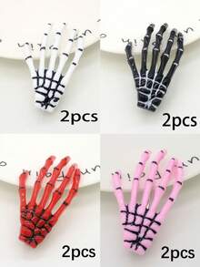 2pcs/Set Skeleton Hand Hair Clips, Halloween Party Spooky Hair Accessories, Bone Claw Hair Clips For Women, Gothic Style Cosplay Headwear, Halloween Trick Or Treat - Multicolor - View 13