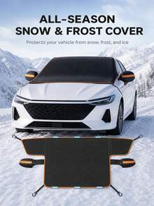 1 Set Thickened Car Windshield Snow Cover, Dual-Use Windshield Sunshade, Snow And Sun Protection, All-Weather Wind And Frost Protection, Save Morning Snow Scraping Time, Comes With Dedicated Storage Bag, Car Accessories - Snow Guard - View 4