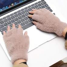 Women's Fleece Lined Warm Fingerless Gloves, Suitable For Autumn/Winter, Ideal For Office, Study, Writing, Driving And Cycling. Fingerless Design For Flexible Operation, Suitable For Halloween, Thanksgiving And Christmas. - Multicolor - View 13