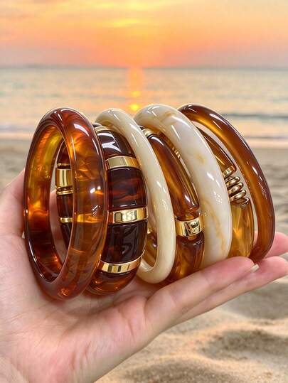 4/1 pièce Ensemble de bracelets décontractés pour femmes, style vintage élégant Maillard bohème, avec perles et nœud en bambou, convient pour le port quotidien, les vacances, les rendez-vous, les fêtes, les fêtes, la superposition
