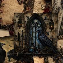 Raven & Rose Dark Romantic Scrapbook Paper, 24 Sheets 5.9*5.9 Inch Gothic Art Designs With Mysterious Keys, Black Florals, Books & Butterflies For Journaling, Collage, Card Making, DIY Paper Crafts, Gift Wrapping & Home Decor - Non-Self-Adhesive - View 6