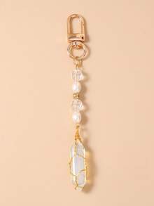 1pc Beaded Hexagonal Pillar Keychain Keyring, Fruit Cherry Key Fob, Bag Pendant - Multicolor - View 9