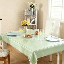 1pc Luxury PVC Transparent Tablecloth - 0.25mm Thick, Scratch-Resistant And Heat-Resistant, Dining Table And Coffee Table Protector - Perfect For Home, Office, Hotel Use - Elegant Square Design, Tablecloth - White - View 2