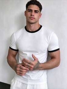 ZYNTH BALENO Men's Summer Fashion Crew Neck Short Sleeve T-Shirt, Suitable For Gym, Outdoor Sports, White - White - View 2