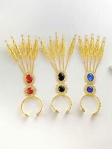 1pc Personalized Antique Belly Dance Props Golden Girl Performance Nails For Women - Multicolor - View 2