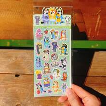Bluey 10 Sheets Cute Cartoon Dog Holographic Stickers, Shiny Glitter Sticker Pages, Adorable Animal Character Stickers, Suitable For Planner, Scrapbook, Phone Case, Laptop, DIY Craft Decoration, Fun Decorative Sticker Pack, Perfect For Party Favors, Colorful Pattern Art Stickers - Multicolor - View 8