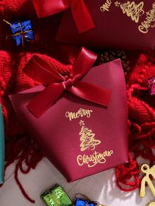 20pcs Red Ribbon Burgundy Christmas Tree Shaped Gift Boxes And Gift Bags, With Red Ribbon, Suitable For Packaging Small Gifts; Luxury Christmas Gift Bags, With Gold Foil Design And Ribbon, Suitable For Packaging Christmas Gifts. - View 11