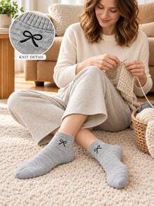 8 Pasang Kaos Kaki Pendek Wanita Warna Polos Sederhana Lucu Acak, Rajutan Halus, Elastis, Lembut, Bordir, dan Pita untuk Pemakaian Sehari-hari di Rumah dan Sepanjang Musim - MultiWarna - View 4