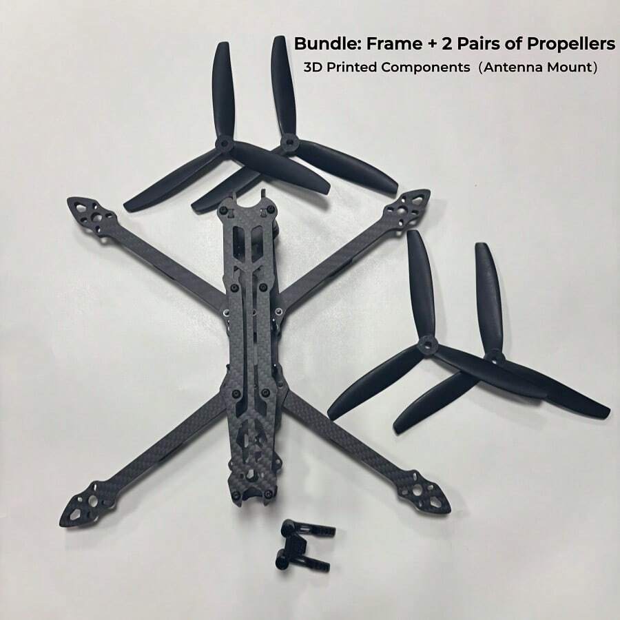 Mark4 7 Inch Carbon Fiber 6mm Arm FPV Drone Frame Kit Set Bundle With 2 Pairs Propellers & 3D Printed Antenna Mount For Racing Freestyle - View 1