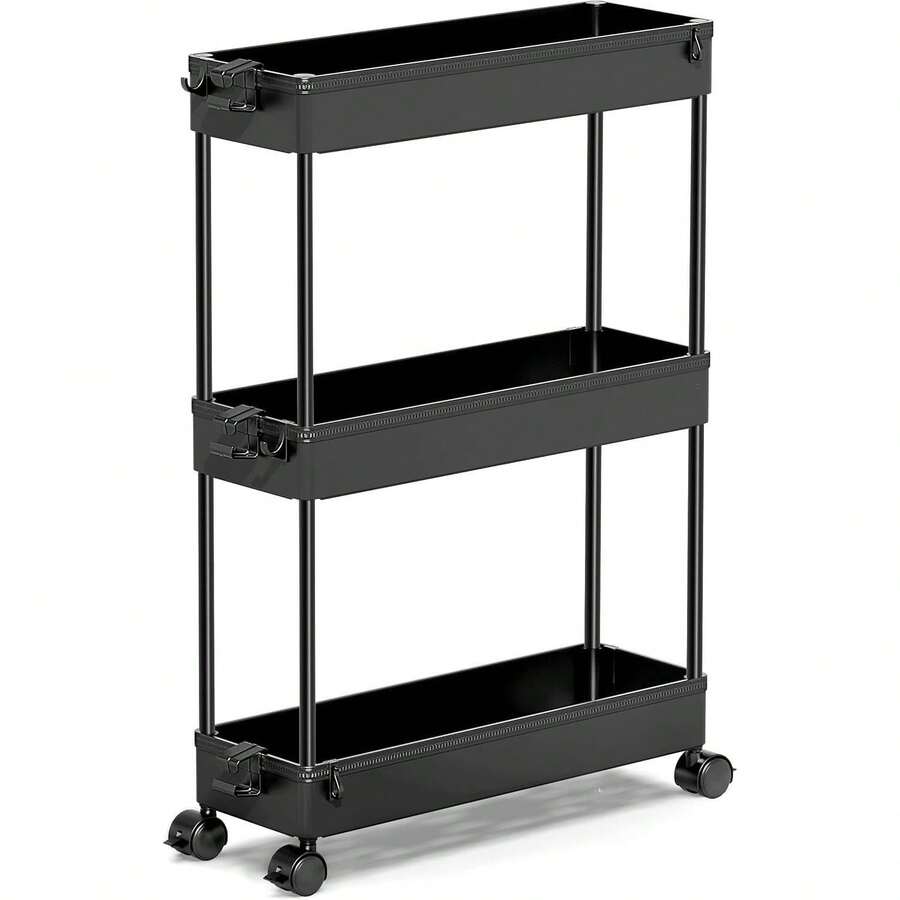 3-Tier Mobile Storage Rack, Bathroom Storage Cart, Kitchen & Narrow Space Multi-Function Cart, Slim Rolling Storage Cart, Suitable For Laundry Room Organization, Christmas - Multicolor - View 1