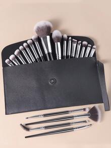 20pcs Black Professional Makeup Brush Set With Or Without Storage Bag, Gradient Soft Bristles For Even Powder Pickup, Full Set Of Makeup Tools For Beginners' Daily Light Makeup And Exquisite Party Looks - Black - View 3