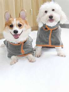 1pc Pet Absorbent Bathrobe, Dog & Cat Bath Towel, Pet Supplies, Adjustable Soft Bath Towel - Multicolor - View 5
