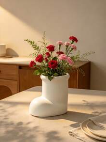 1pc Aesthetic Decorative Vase, Modern Minimalist Matte Texture, Home Desktop Centerpiece Decor For Living Room, Bedroom, Vanity, Pink, Red, Floral Arrangement Vase - A - View 9