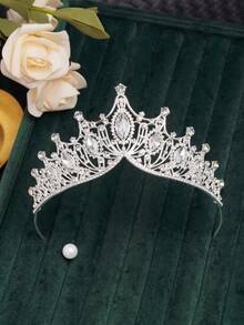 1PC Multi-Color Vintage Luxury Rhinestone Princess Crown, Bridal Wedding Party Birthday Evening Gala Annual Meeting Ball Show Dress Hair Accessory - Multicolor - View 17