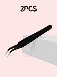1/2/3/4/5/6/7/8/9/10pcs Black Minimalist Eyelash Tweezers, Straight And Angled Tip Design, Two Tip Options, Precision Crafted, Easily Meets Various Needs. Thickened Steel Material, High Hardness, Good Elasticity, Durable. Comes With Protective Cover - Black - View 9