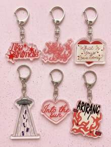 1/6pcs ARIRANG Album Acrylic Keychain, Sweet Cool Y2K Vintage Style, Aliens/Body To Body, K-Pop Support Backpack/Shoulder Bag Pendant, Car Key Ring Accessory, Ideal Gift For Fan Friends - Multicolor - View 2