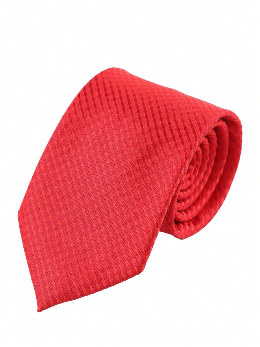 1pc 7cm Professional Business Tie Men's Korean Style Fashion Polyester Long Necktie - Red - View 1