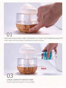 1pc Mushroom Cloud USB Humidifier With 7 Colors LED Night Light, Quiet Ultrasonic Portable Indoor Humidifier, LED Ambient Light For Bedroom, Living Room, Office Desktop Decor, Ideal Holiday Gift - Multicolor - View 10