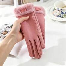 Women's Touchscreen Gloves, Waterproof, Soft & Warm Wool Lining, Outdoor Winter Gloves - Pink - View 4