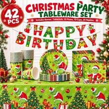 The Grinch Officially Licensed The Cartoon Theme Party Tableware Set, Decoration Set, Newborn Party Birthday Party, Photography Studio Decor Props, Halloween Tableware, Christmas Tableware, New Year Tableware, Holiday Tableware, Disposable Tableware - View 1