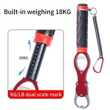 Blue Aluminum Alloy Fish Lip Gripper With Built-In 18kg/40lb Scale, Non-Slip Handle And Safety Lanyard For Bass Fishing, Kayaking, Shore Fishing And Catch Weighing - Blue Cast Aluminum Weighing Fish Gripper - View 3