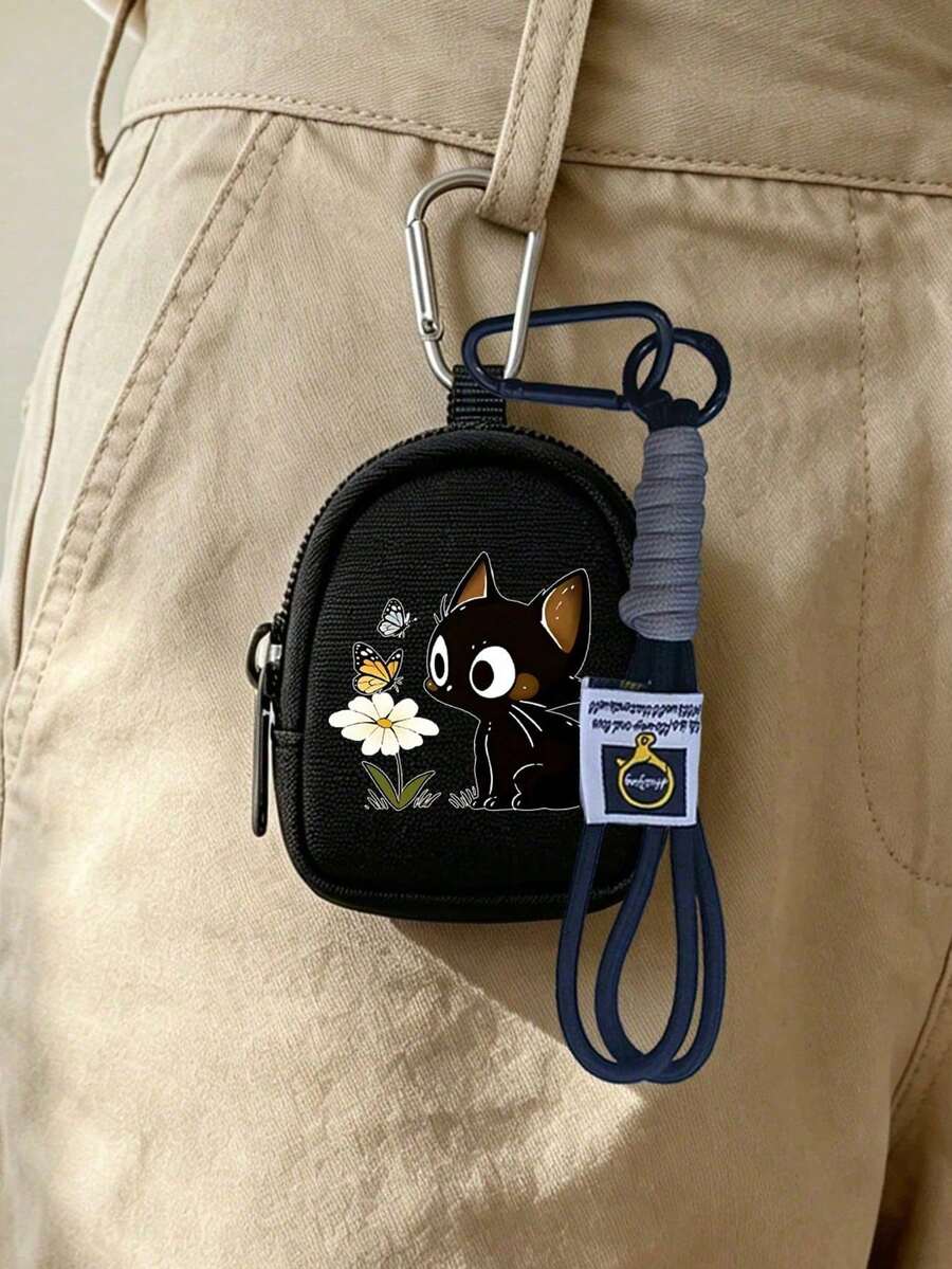Small Wallet With A Drawstring And Cute Kitten Pattern,Lipstick Bag, Coin Purse, Drawstring Small Wallet, Cute Kitten Pattern, Lipstick Bag, Coin Purse, Zipper Credit Card Wallet, Fashion High-End Wallet, Key Protection Storage Bag, Small Tool Bag, Women's Fashion Card Holder, Travel And Daily Use - Multicolor - View 1