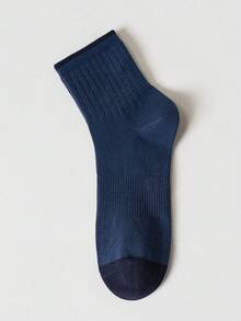 5 Pairs Men's Cotton Crew Socks, Breathable Moisture‑Wicking Mid‑Calf Socks, Solid Color Soft Casual Daily Sports Socks For Men - Multicolor - View 8