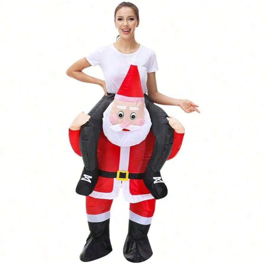 Adult Inflatable Costume, Adult Santa Claus Riding Costume, Suitable For Carnivals, Family Activities, Christmas. - Red - View 1