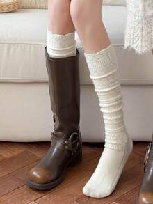 1/4 Pairs Women's Thickened Slouch Socks, Premium Calf Socks, Warm Long Socks For Autumn/Winter - Multicolor - View 9
