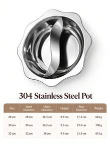 304 Stainless Steel Dual-Compartment Hot Pot, Split Design To Prevent Flavor Mixing, Large Capacity Easy-To-Clean Soup Pot For Home Gathering And Kitchen Food Enthusiasts - View 10