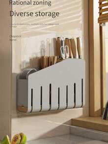 1 Set Kitchen Hanging Dish Storage Box, Convenient For Storage And Draining, Suitable For Family Use. Dish Storage Rack Made Of PP Material, With One Layer For Storage And One Layer For Draining. Includes 2 Wall Hooks And 2 Spoons. - View 12