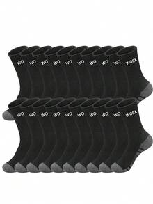1/5/10/20 Pairs Men's Casual Striped Letter Socks, All-Season Mid-Calf Sports Socks Suitable For Home And Office - Multicolor - View 13