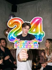 Customized Photo Face Birthday Handheld Prop, Personalized Age Number Happy Birthday Photo Booth Sign, Fun Custom Face Mask Birthday Party Decoration, Suitable For Bachelor Party, Birthday, Costume Party And Anniversary - Multicolor 5 - View 9