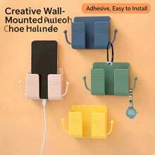 [Convenient Wall-Mounted Storage Organizer] Are You Still Troubled By The Messy Remote Controls And Nowhere To Place Your Phone? This Wall-Mounted Remote Control, TV, And Air Conditioner Remote Control Storage Box With Bedside Phone Charging Stand And Storage Shelf Is A Must-Have! Made Of High-Quality Materials, With A Simple And Fashionable Appearance, It Can Be Directly Pasted On The Wall. - Multicolor - View 11